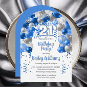 Blue Celebration Balloons 21e verjaardagsfeest Kaart
