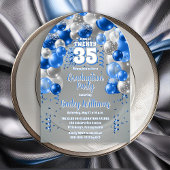 Blue Celebration Balloons Afstudeerfeest Acryl Uitnodigingen