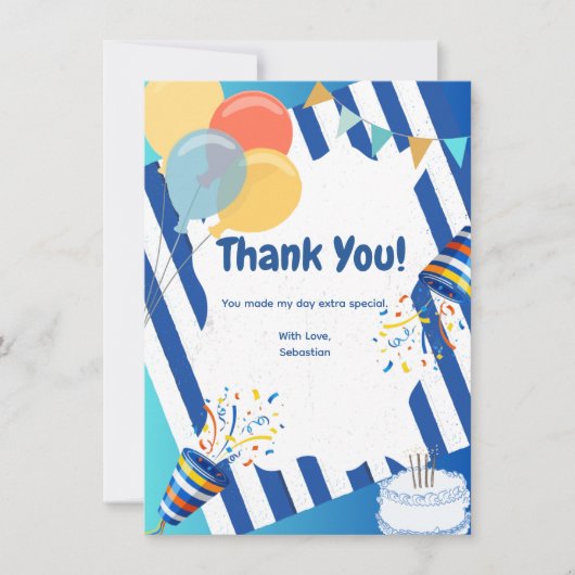 Blue Celebration bedankkaart (Voorkant)