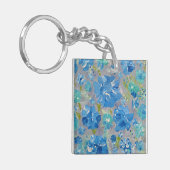 Blue Celebration Bloemen Acryl Sleutelhanger (Voorkant Links)