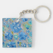 Blue Celebration Bloemen Acryl Sleutelhanger (Achterkant)