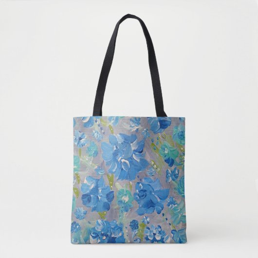 Blue Celebration Floral Canvas tas (Voorkant)