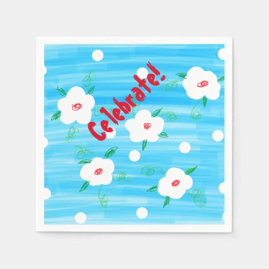 Blue Celebration Napkins Servetten (Voorkant)