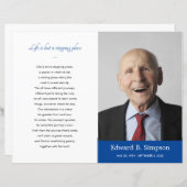 Blue Celebration of Life Funeral Program Foto (Voorkant / Achterkant)