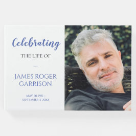 Blue Celebration of Life Memorial Photo Guest Book Gastenboek