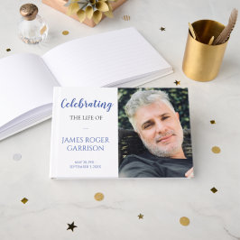 Blue Celebration of Life Memorial Photo Guest Book Gastenboek