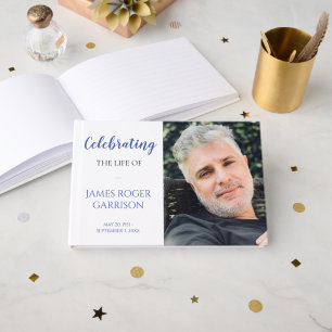 Blue Celebration of Life Memorial Photo Guest Book Gastenboek