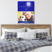 Blue Celebration of Life Religious Cross Foto Canvas Afdruk (Insitu (Slaapkamer))