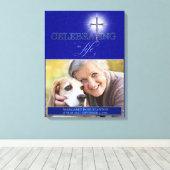 Blue Celebration of Life Religious Cross Foto Canvas Afdruk (Insitu (Houten vloer))