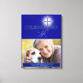 Blue Celebration of Life Religious Cross Foto Canvas Afdruk (Voorkant)