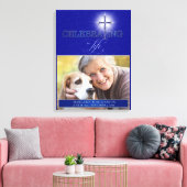 Blue Celebration of Life Religious Cross Foto Canvas Afdruk (Insitu (Woonkamer))