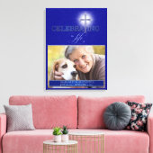 Blue Celebration of Life Religious Cross Foto Canvas Afdruk (Insitu (Woonkamer))