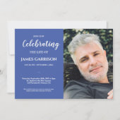 Blue Celebration of Life with Photo Funeral Kaart (Voorkant)