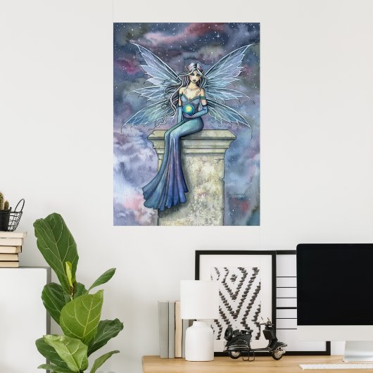 Blue Celeste Fantasy Fairy Art Poster Print (Thuiskantoor)