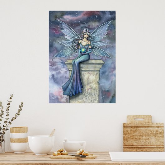 Blue Celeste Fantasy Fairy Art Poster Print (Keuken)
