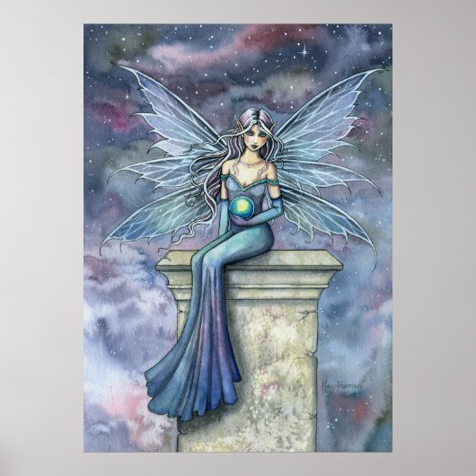 Blue Celeste Fantasy Feeërieke Kunst Poster Print (Voorkant)