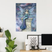 Blue Celeste Fantasy Feeërieke Kunst Poster Print (Thuiskantoor)