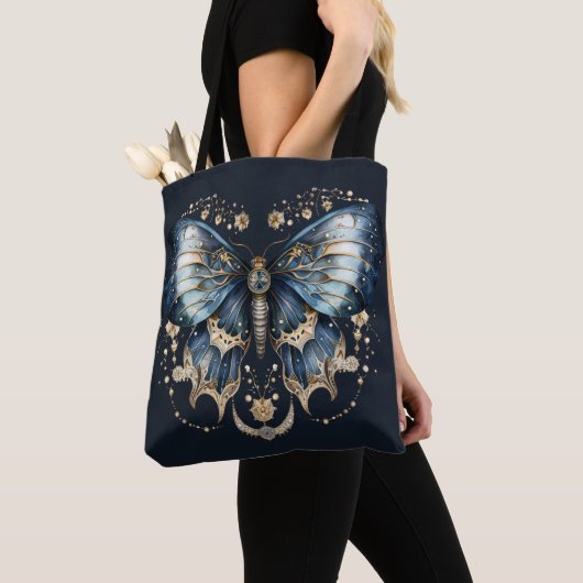 Blue Celestial Butterfly – Moon Witch Aesthetic Tote Bag (Dichtbij)