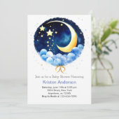 Blue Celestial Dreamland Boy Baby shower Kaart (Staand voorkant)