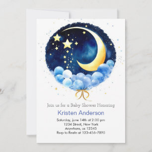 Blue Celestial Dreamland Boy Baby shower Kaart