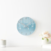 Blue Celestial Glow Moon Nursery Room Personalizee Ronde Klok (Huis)
