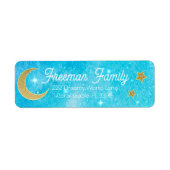 Blue Celestial Moon and Stars Baby shower Adres Etiket (Voorkant)
