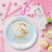 Blue Celestial Over the Moon en Stars Baby shower Papieren Bordje (Feest)