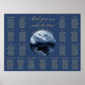 Blue Celestial Wedding Table Seating Chart Sign Poster (Voorkant)