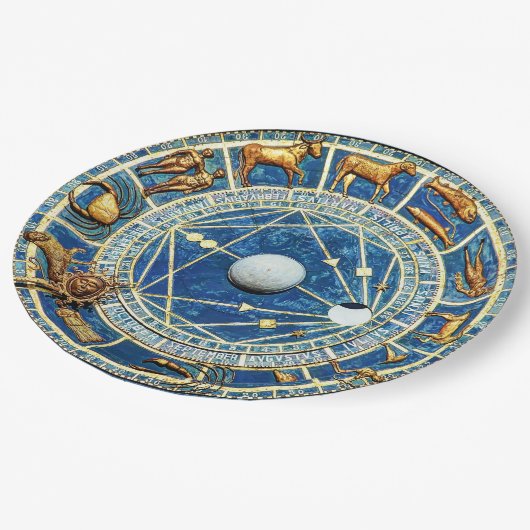Blue Celestial Zodiac Astrology Party Horoscoop Papieren Bordje (Gekanteld)