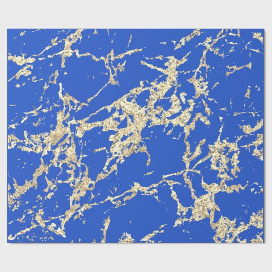 Blue Celestials Gold Marble Strokes Gift Idee Cadeaupapier (Vlak)