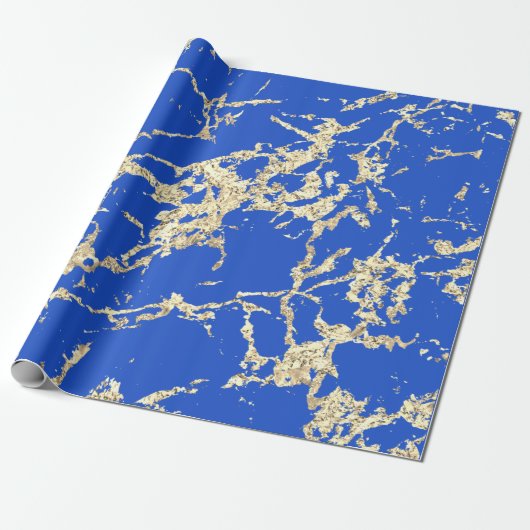 Blue Celestials Gold Marble Strokes Gift Idee Cadeaupapier (Uitgerold)