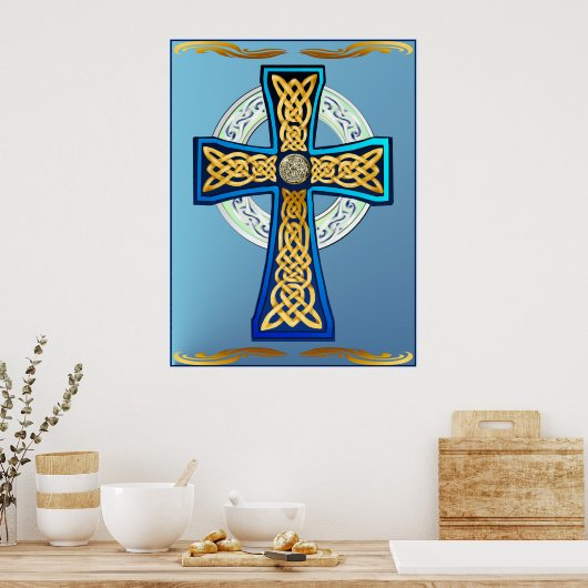 Blue Celtic Cross Poster (Keuken)