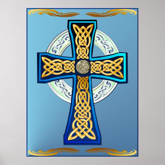 Blue Celtic Cross Poster (Voorkant)