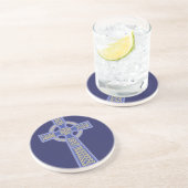 Blue Celtic Cross Sandstone Onderzetter (Zijkant)