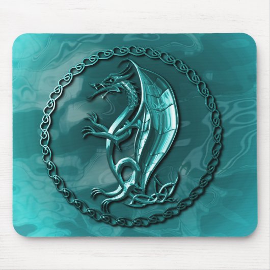 Blue Celtic Dragon Mousepad Muismat (Voorkant)
