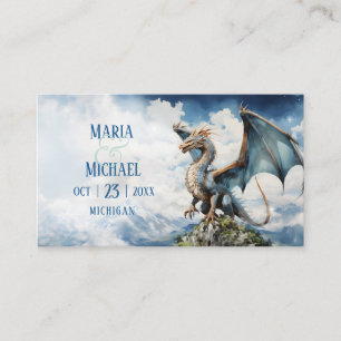 Blue Celtic Dragon QR Code Wedding Wishlist Informatiekaartje