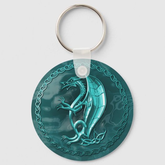 Blue Celtic Dragon Sleutelhanger (Voorkant)