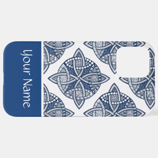 Blue Celtic Knot Personalized with Jouw naam iPhone Hoesje (Achterkant horizontaal)