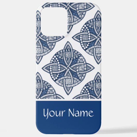Blue Celtic Knot Personalized with Jouw naam iPhone Hoesje (Achterkant)