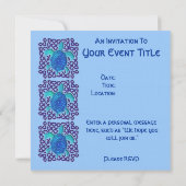 Blue Celtic Knot Turtle Invitations Kaart (Achterkant)