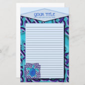 Blue Celtic Knot Turtle Lined Stationery Briefpapier (Voorkant / Achterkant)