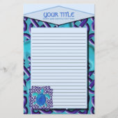 Blue Celtic Knot Turtle Lined Stationery Briefpapier (Voorkant)