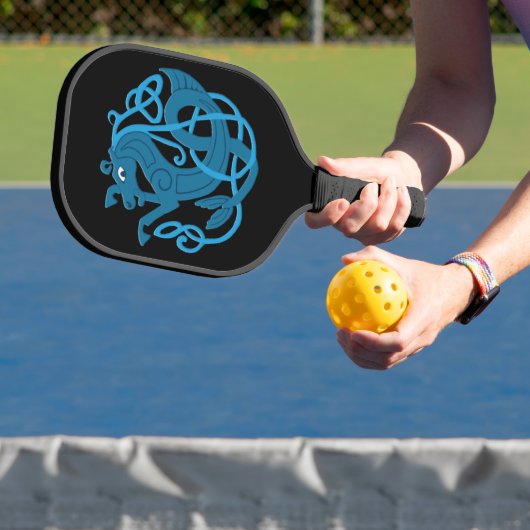 Blue Celtic Seahorse Pickleball Paddle (Insitu)