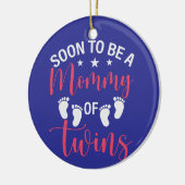 Blue Ceramic Soon to be Twin Mommy  Keramisch Ornament (Links)