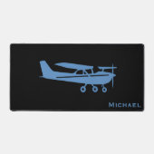 Blue Cessna Vliegtuigpiloot Luchtvaart Custom Kant Bureaumat (Voorkant)