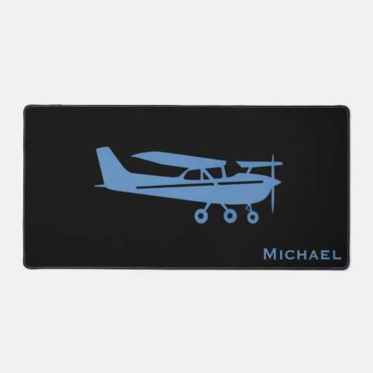 Blue Cessna Vliegtuigpiloot Luchtvaart Custom Kant Bureaumat (Voorkant)