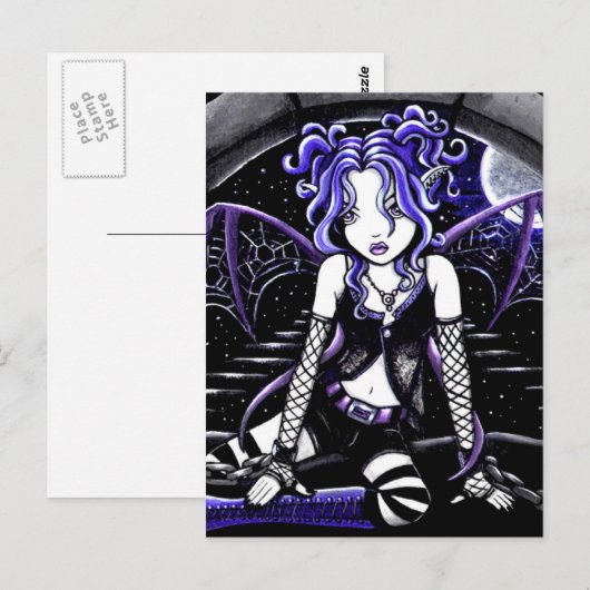 "Blue Chained" Gothic Fairy Art Briefkaart (Voorkant / Achterkant)