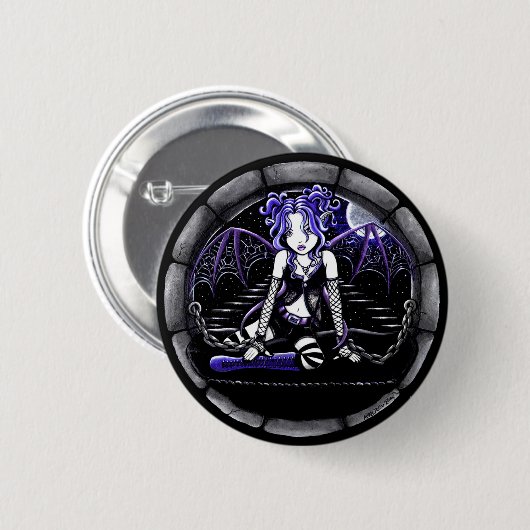 "Blue Chained" Gothic Fairy Art Pinback Button (Voorkant /achterkant)