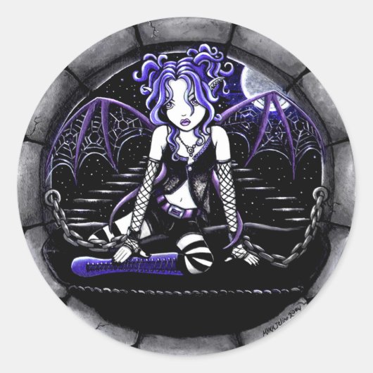 "Blue Chained" Gotische Fairy Art Stickers (Voorkant)
