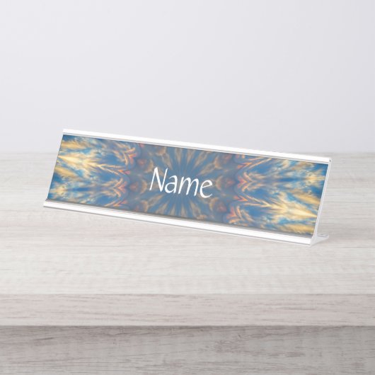 Blue Chakra Kaleidoscope Thunder_Cove Bureau Naambordje (Voorkant)